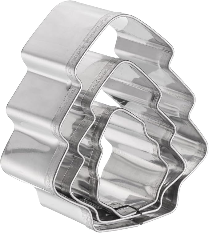 HARFINGTON 3Pcs Christmas Tree Cookie Cutters Set Assorted Sizes Stainless Steel Christmas Winter Holiday Cookie Cutters for Pastry Fondant Cake Cookie