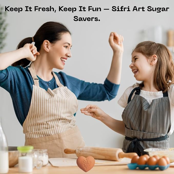 Sifri Brown Sugar Keeper – 3D Terracotta Clay Softener, Unique Moisture Holder for Baking Essentials Like Cookies, Marshmallows, Herbs (1, Heart)
