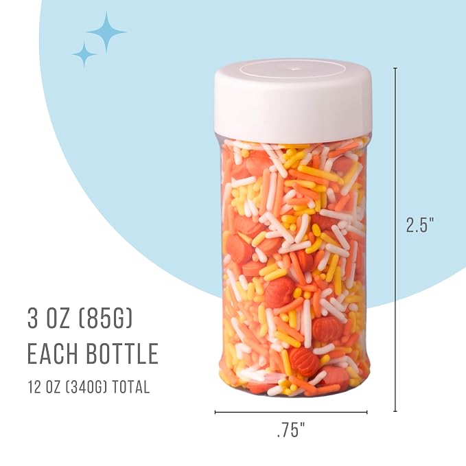 Sweets Indeed Sprinkles, 4 Pack, Edible Sprinkle Mix, Perfect for Cake Decorations, Baking, Ice Cream, Cookies, Cupcake Topper (Fall)