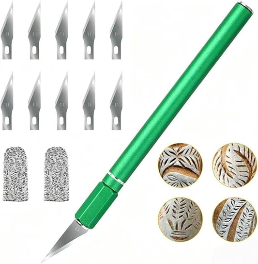 Upgraded Bread Lame with 10 Blades - Professional sourdough Scoring Tool for bread scoring tool Safety Cover & Ergonomic Handle - Premium Bread Scoring Knife for Artisan Bread Making (1, Green)