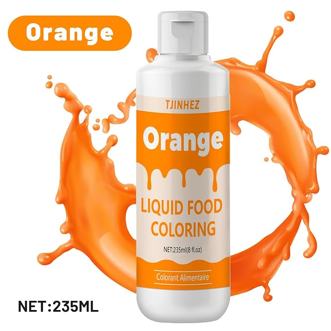 Food Coloring Liquid - Vibrant Concentrated Edible Food Dye for Baking, Cake Decorating & Icing - Tasteless Food Dye for Fondant, Easter Eggs, Macarons, Slime Coloring & DIY Crafts (Orange, 8 Fl.oz)