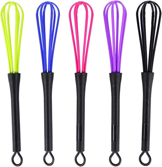 5-Pc Silicone Whisk Set Heat Non-Stick Balloon Whisks for Cookware 3 Sizes Large Mini Color-Coded Kitchen Tools