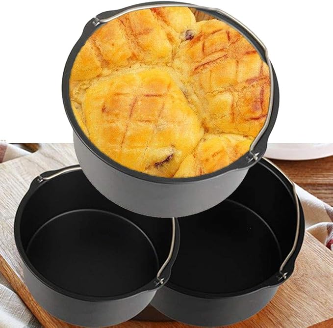 Air Fryer Cake Pan, Nonstick Baking Pans Barrel Air Fryer Bread Pizza Baking Pan Deep for Instan-t Pot Round Airfryer Cake Basket Pan Accessory Dishwasher Safe(SIZE:7 Inch)