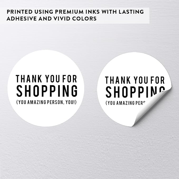 Andaz Press Round Small Business Sticker Labels, 120-Pack, Thank You for Shopping, You Amazing Person, You! Packaging Stickers, Product Labels for Small Business Thank You Stickers