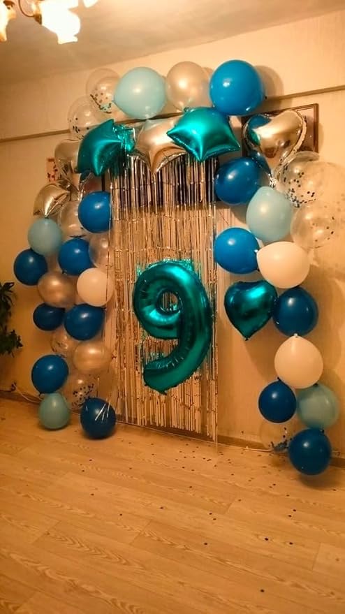 40 Inch Teal Blue 1 Balloon for First Birthday, 1st Number Balloons Birthday Decorations for Girl Kids Toddler Baby, One Giant Number 1 Balloon
