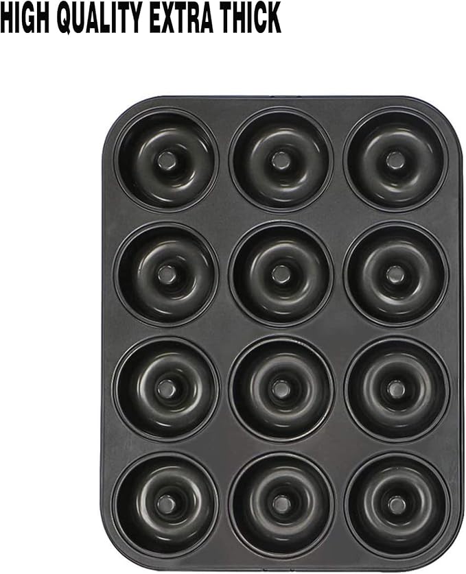 Webake Donut Pan Non-stick Mini Donut Tray Heavy Gauge 2.8 Inch Doughnut Pans for Baking 12-Cavity (Pack of 2)