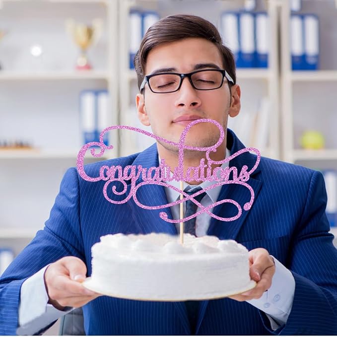 Congratulations Cake Topper,Congratulations 2026 Graduation Cake Topper,Graduation, Wedding, Retirement, Birthday, Anniversary, Celebration Party Decorations Supplies(Purple)