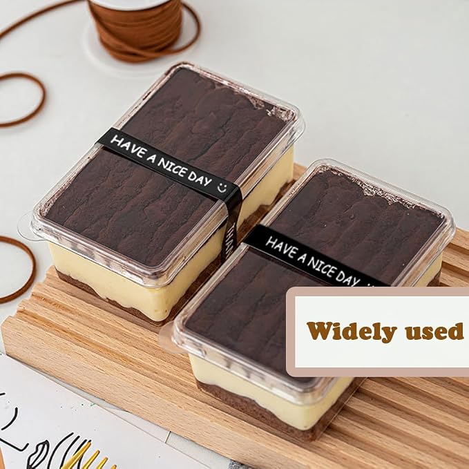 Long Black Handmade Food Bakery Stickers 13.4 inch Thank You Sticker 200 Pcs Tamper-Proof Self-Adhesive Sealing Baking Labels