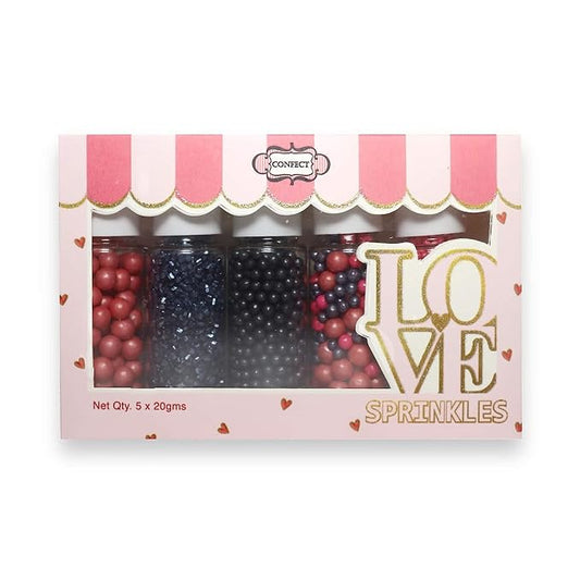 Confect Red Carpet Night Sprinkles Mix Pack of 5 – Red, Black, Pink Dragees & Navy Blue Sparkling Sugar | Edible Cake & Cupcake Decorations for Parties, Baking, and Special Events | Vegan, Gluten-Free, Nut-Free, Soy-Free, Dairy-Free, Palm Oil-Free - 5 Oz