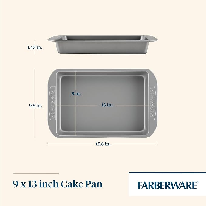 Farberware Nonstick Bakeware 9x13 Baking Pan, Rectangular Cake Pan, Gray