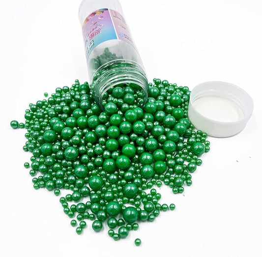 Christmas Sprinkles Pearl Sugar Green Candy 130g/ 4.6oz Baking Edible for Cake Decorations Cupcake Toppers Cookie Decorating Ice Cream Toppings Celebrations Shaker Jar Wedding Shower Party Supplies