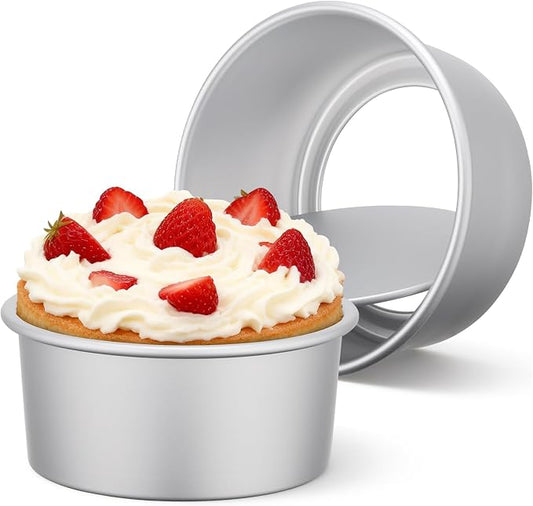 Beasea 6 Inch Round Cake Pan Set of 2, Nonstick Aluminum Alloy Cheesecake Pan with Removable Bottom for Oven Baking