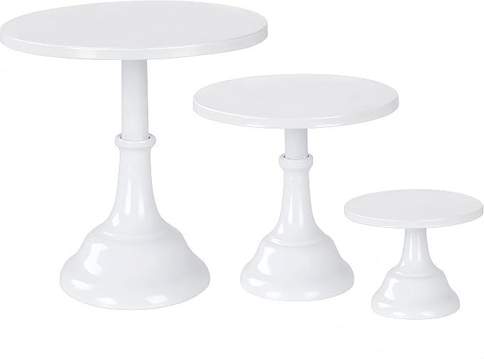 3pcs Metal Cake Stand Set 8''10''12'' Dessert Table Display Perfect for Baby Shower Wedding Birthday (white)