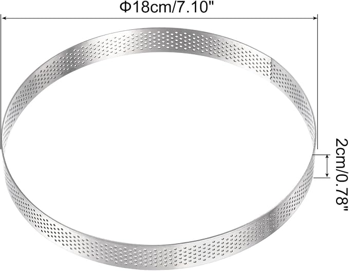 uxcell Stainless Steel Small Cake Rings, Perforated Cake Mousse Ring Kitchen Baking Heat-Resistant 7.1" Diameter, 0.8" Height,for Cake Dessert Biscuit Chocolate, Silver