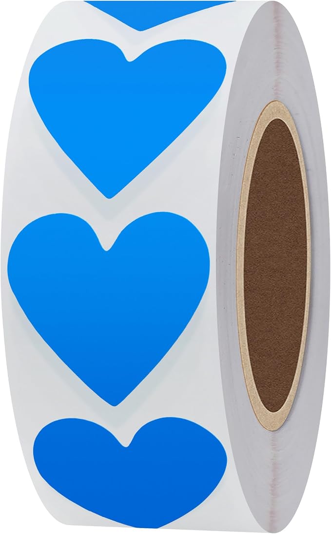 Hybsk 1000pcs Blue Heart Stickers 30mm Love Labels for Envelope Seals Crafting Scrapbooking (Blue)