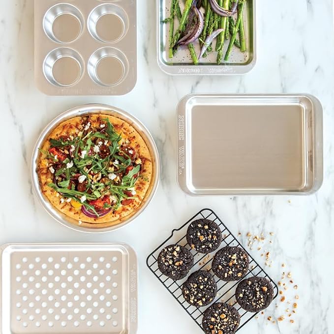 Nordic Ware Naturals Compact Muffin Pan - Natural Uncoated Aluminum, Toaster Oven and Broiler Safe
