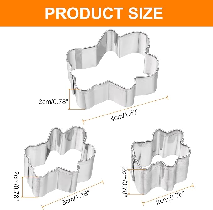 HARFINGTON 3Pcs Bear Cookie Cutters Set Assorted Sizes Stainless Steel Holiday Cookie Cutters Biscuit Mould for Pastry Fondant Cake Cookie Cheese Gifts