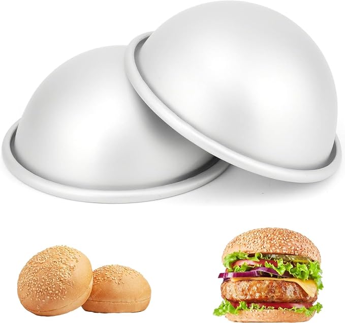 Kundalini 5 Inch Dome Cake Pan (Set of 2) - Aluminum Half Ball Sphere Cake Mold for Soccer, Planet, Mousse and Pudding Baking - Even Heat & Easy Release