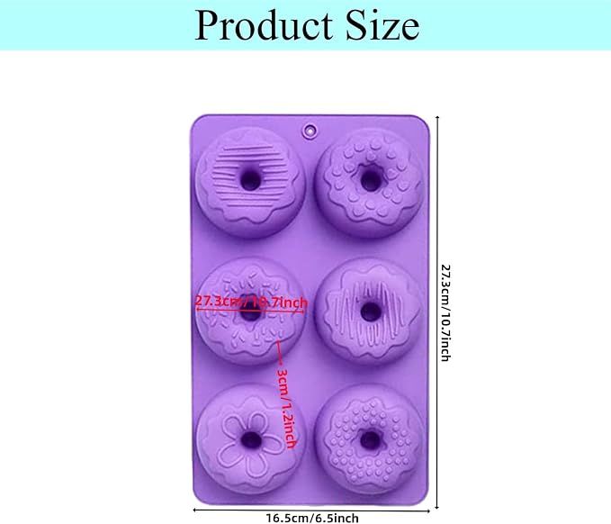 Silicone Donut Mold,Non-Stick Silicone Doughnut Pan Set of 2,Donut Cake Biscuit Bagels,Dishwasher Safe,Heat Resistant and Microwave Safe (Purple)