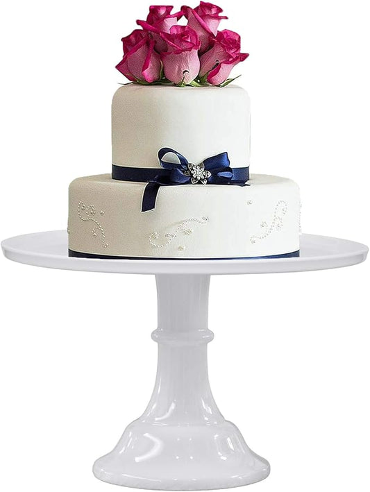 11-Inch Round Melamine Cake Stand, White Single-Tier Dessert Display Stand for Cakes, Cupcakes and Party Table Decor