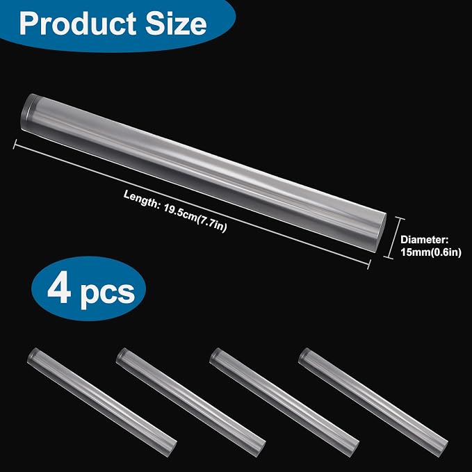 4pcs Acrylic Clay Roller, Plastic Clear Round Tube Roller Pin Polymer Clay Tools for DIY Handmade Crafts Handmade Art Supplies
