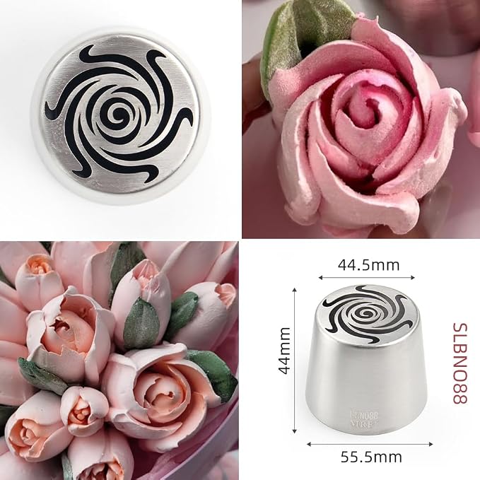 1 Piece Stainless Steel Extra Large Swirl Flower Icing Tip,Cake Decorating Piping Nozzle for Cupcakes Bouquet,Pastry Frosting Russian Piping Tip,Bakery Candy Craft Tools