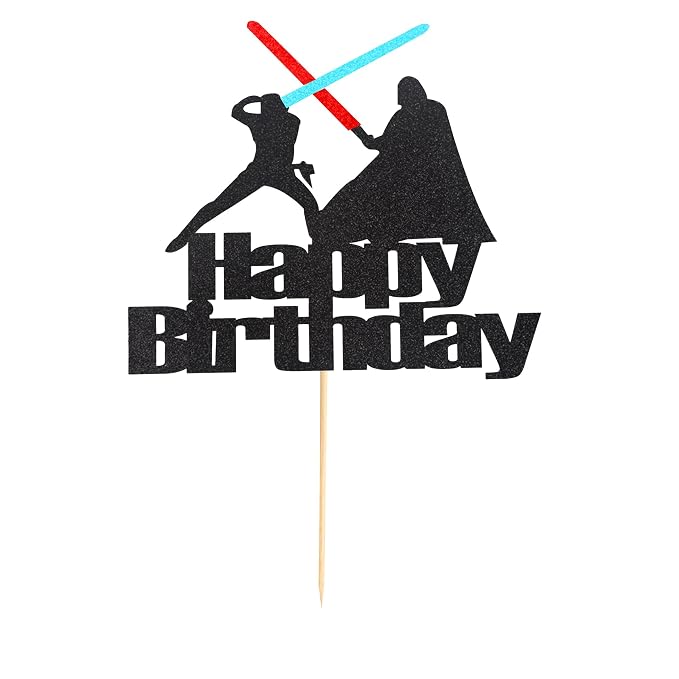 Arthsdite 1Pc Darth Vader Happy Birthday Cake Topper Alien War Cake Pick - Children's Birthday Baby Shower Party Supplies Decorations For Boys