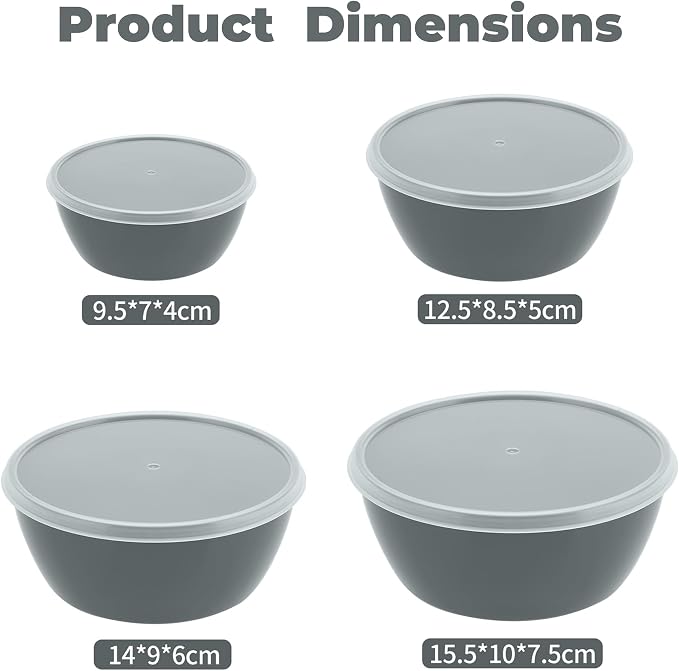 ZHANG XIAO QUAN SINCE 1628 Food Storage Containers Set of 4, PP5 Plastic Fresh-Keeping Container BPA Free, Airtight Lids, Microwave and Freezer Safe, GREY
