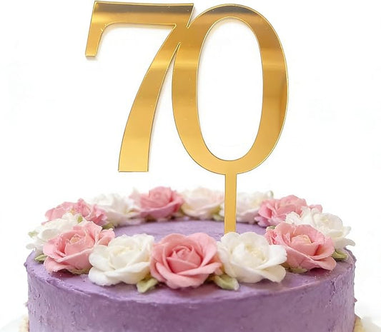 Acrylic Seventy Cake Topper, 70th Birthday Cake Toppers, 70th Anniversary Party Decorations Supplies,Cheers to 70 Years Birthday Party Decorations
