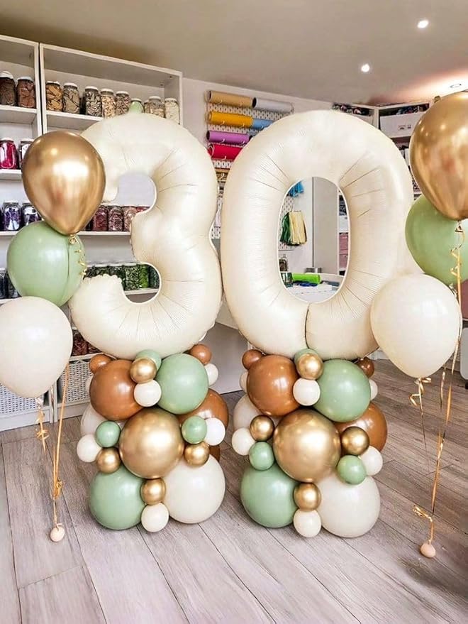 40 Inch Cream White Numbers 9 Balloon, Balloons Decorations for 9 19 90 Birthday Party, Engagement, Wedding, Graduations, Photo Shoot Supplies