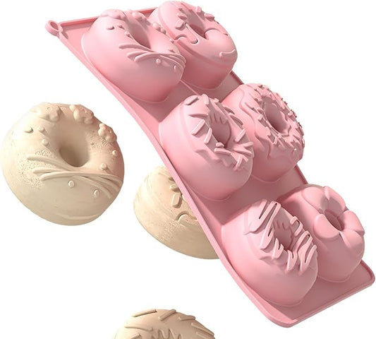 Donut Pan - 6 Cavity Silicone Baking Mold, Food Grade Non Stick Donut Tray, Flexible Heat Resistant Bakeware, Easy Release Dessert Making Tool | Home Kitchen Baking Sessions, Family Treat Preparation,