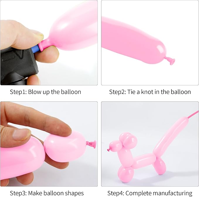 260 Pink Balloons - 50pcs Long Balloons for Arch & Animals Kit