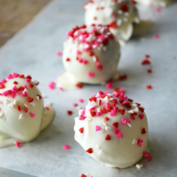 Valentines Sprinkles for Baking, 7oz White Red Pink Jimmies and Heart Sprinkles for Cake Decorating, Valentine Sprinkles for Cookies, Cupcake, Ice Cream, Cake