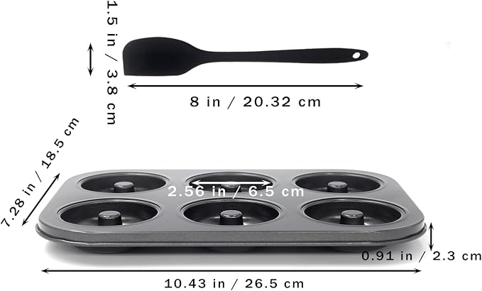 Donut Pans, Non-stick Baking Pans 6-Cavity with a Scraper for 2.5" Donuts, Bagels, and More(2-Count, Grey)