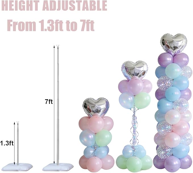 LANGXUN 12ft Table Balloon Arch Kit For Birthday Decorations, Party,Wedding and Graduation Decorations, Christmas Decorations Baby Shower Bachelor Party Supplies (Balloon Column Stand Kit)
