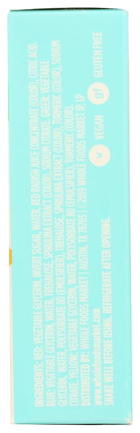 365 by Whole Foods Market, Plant-Based Food Coloring (Red, Yellow, Green & Blue Bottles), GLuten-Free, 0.3 Fl Oz Each, 1.2 Fl Oz Total