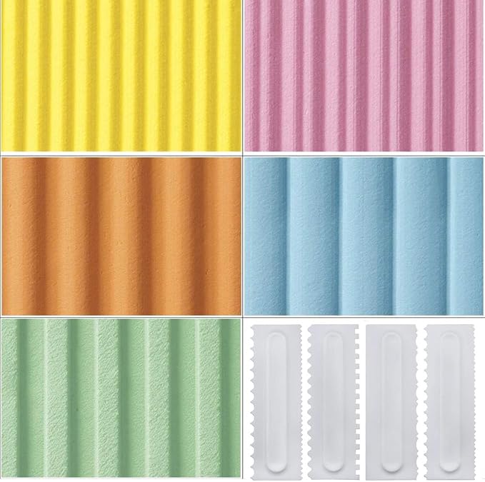 Mwellewm 4 Pcs/set Cake Scraper Decorating Plastic Sawtooth Comb Mousse Butter Cream Cake Edge Tools Plastic Sawtooth Cake Icing Smoother Kitchen Baking Cake Edge DIY Tool