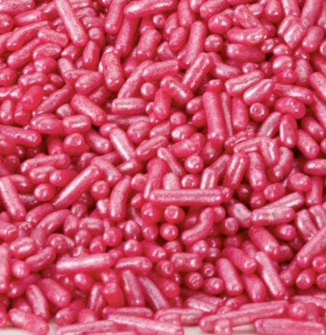 HOT PINK PEARLIZED SPRINKLES-CAKE DECORATING JIMMIES, CUPCAKES, COOKIES, AND CAKES TOPPER, BULK CANDY, LARGE 1.5 LBS. DAIRY FREE, GLUTEN FREE, EGG FREE, VEGAN, SOY FREE, NUTS FREE, KOSHER