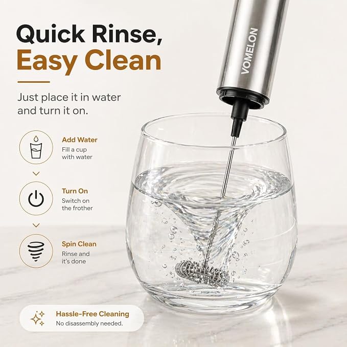 Rechargeable Milk Frother Handheld Electric Frother Wand Milk Foamer Drink Mixer for Coffee, Lattes, Cappuccino, and Egg, Stainless Steel for Travel-Silver