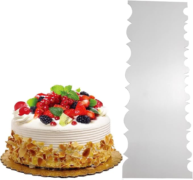 8.6 Inch Stainless Steel Cake Scraper Metal Scraper for Cake Smoother Leveler Scraper Cake Decorating Comb Cake Cutter for Mousse Butter Cream (Style 3)