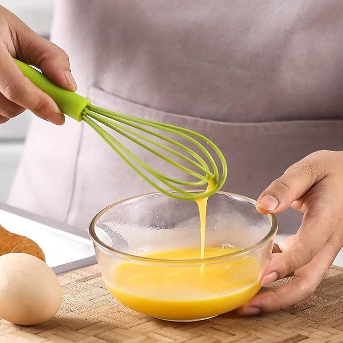 Mini Silicone Whisks for Kitchen, 6.7 Inch Black Non-Stick Hand Mixer, Egg Beater Blender for Cooking, Baking, Mixing, Stirring