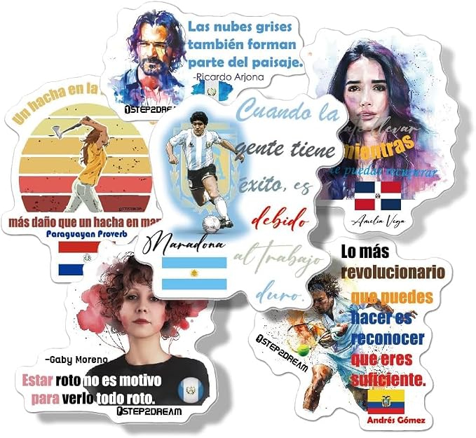 Spanish Inspirational Stickers | Hispanic Heritage Month Stickers | 21 Latin Country Quotes for Teachers Students | Classroom Rewards & Cultural Decor