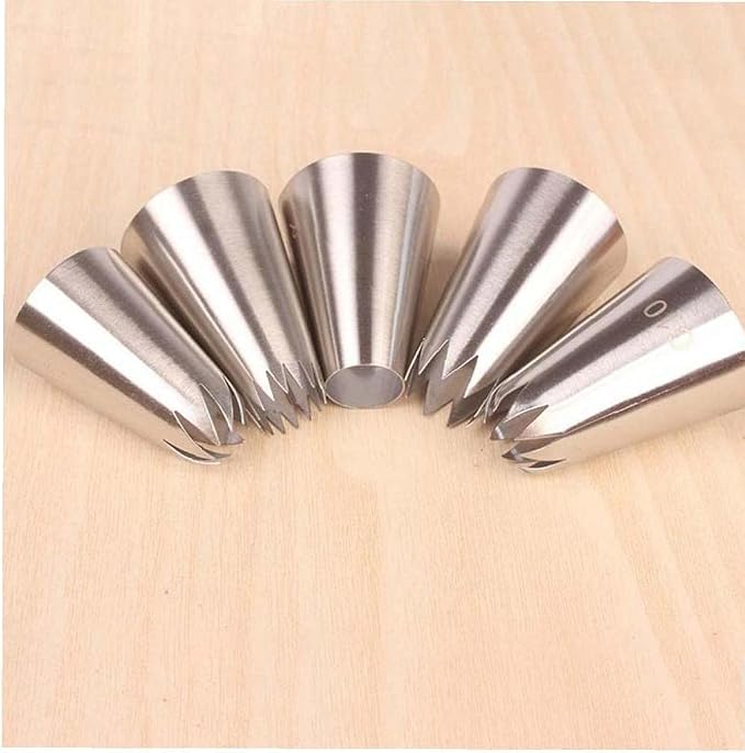 5pcs/Pack Large Piping Tips Set Stainless Steel Russian Icing Nozzles Kit Pastry Cupcakes Cakes Cookies Decorating Tool
