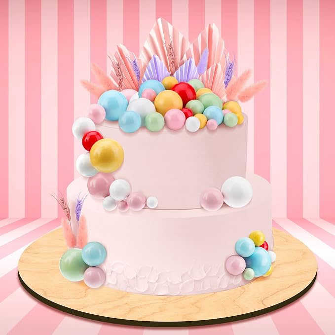 108 Pcs Balls Cake Topper DIY Cupcake Insert Foam Balloons for Cake Baking Wedding Anniversary Birthday Decoration(Pastel Colors,Multi Sizes)