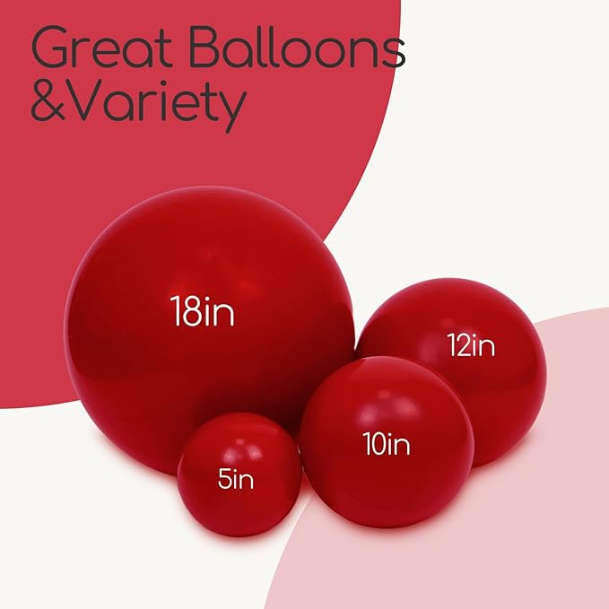 122pcs Dark Red Balloons Different Sizes, 18 12 10 5 inch Dark Red Balloon Arch Kit for Wedding Bridal Shower Birthday Party Decorations