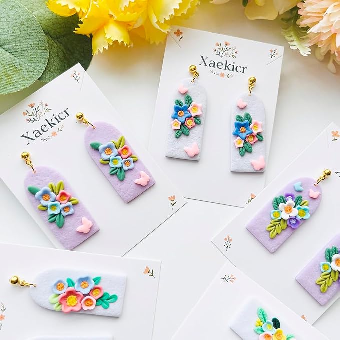 Xaekicr Floral Polymer Clay Cutters Set – Molds and Clay Cutters for Polymer Clay, Decorative Clay Earring Tools