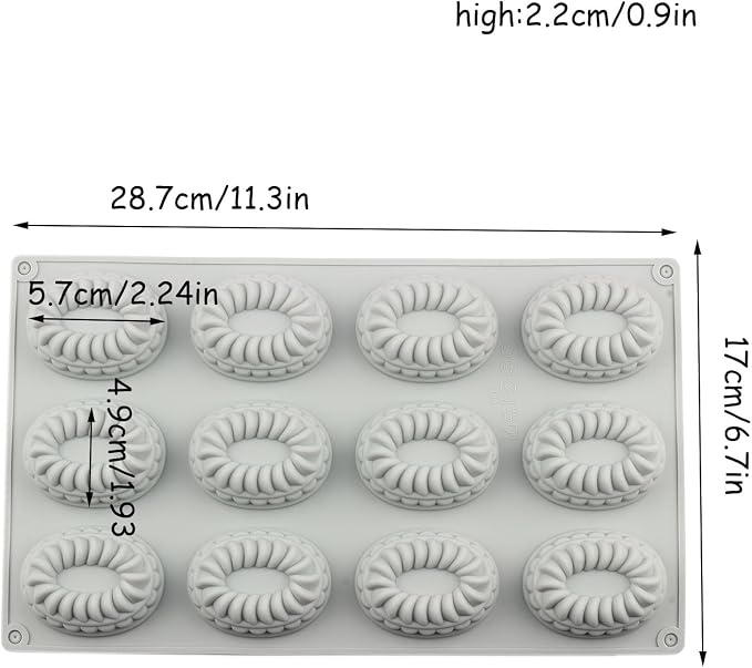 12 Cavity Braided Donut Silicone Candy Molds Wreath Chocolate Mold For Candy Chocolate Cake Decoration