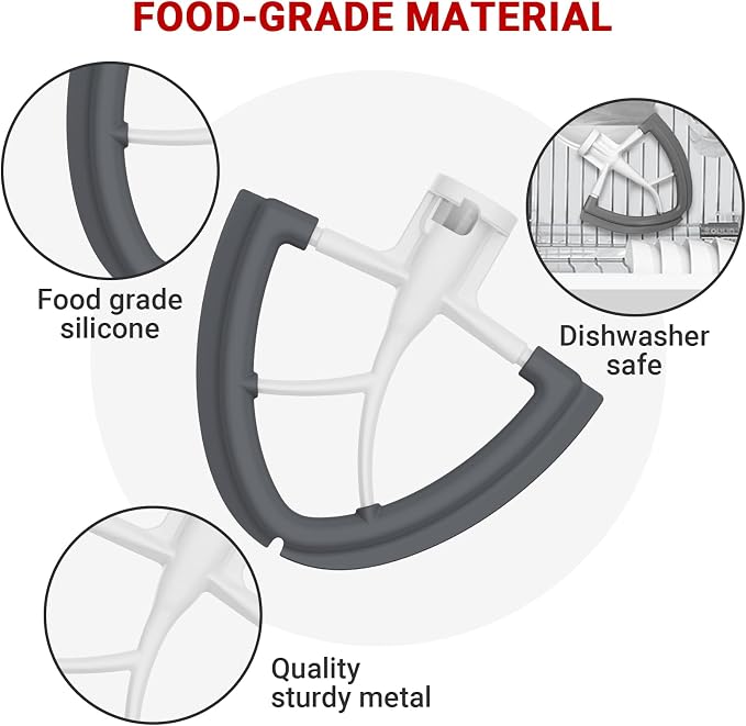 Fgreeble Flex Edge Beater Attachment for Kitchenaid Mixer 4.5-5 Quart Tilt-Head - Paddle Attachment for Kitchenaid Mixers