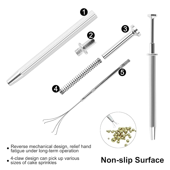White Sprinkles and Sliver Sprinkles 2 Pack with 4-Claw Pick up Tool, 13oz Pearl Sprinkles Mix Size for Baking, Cupcake, Cookie, Cake Decorating