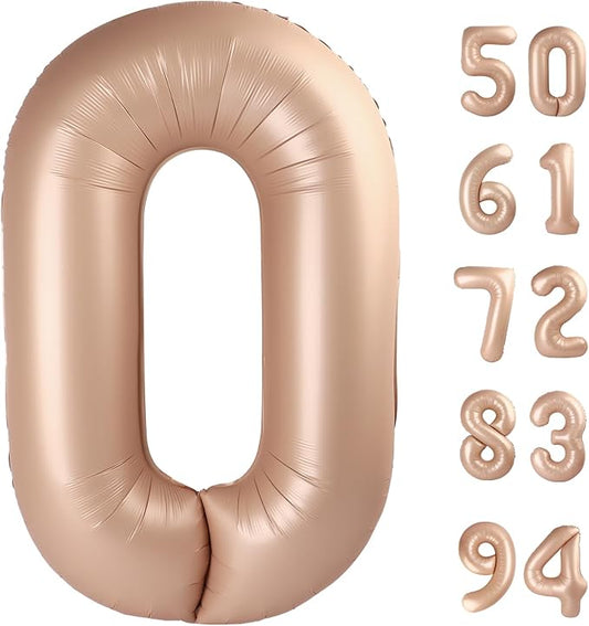 Light Brown Number Balloon 40 Inch, Tan 0 Number Balloons, Khaki 10 20 30 40 50 Numbers Balloon Beige Birthday Decorations, Sandy Brown Party Supplies for Women Men